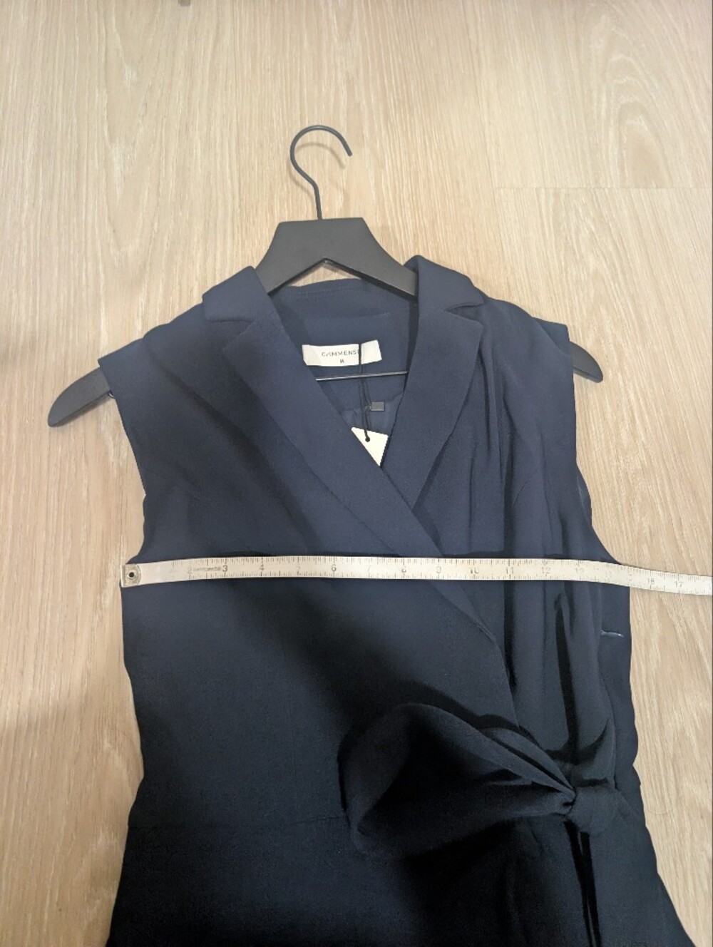 Commense NWT Navy Belted Pleated Sleeveless Blazer Dress - Picture 10 of 13